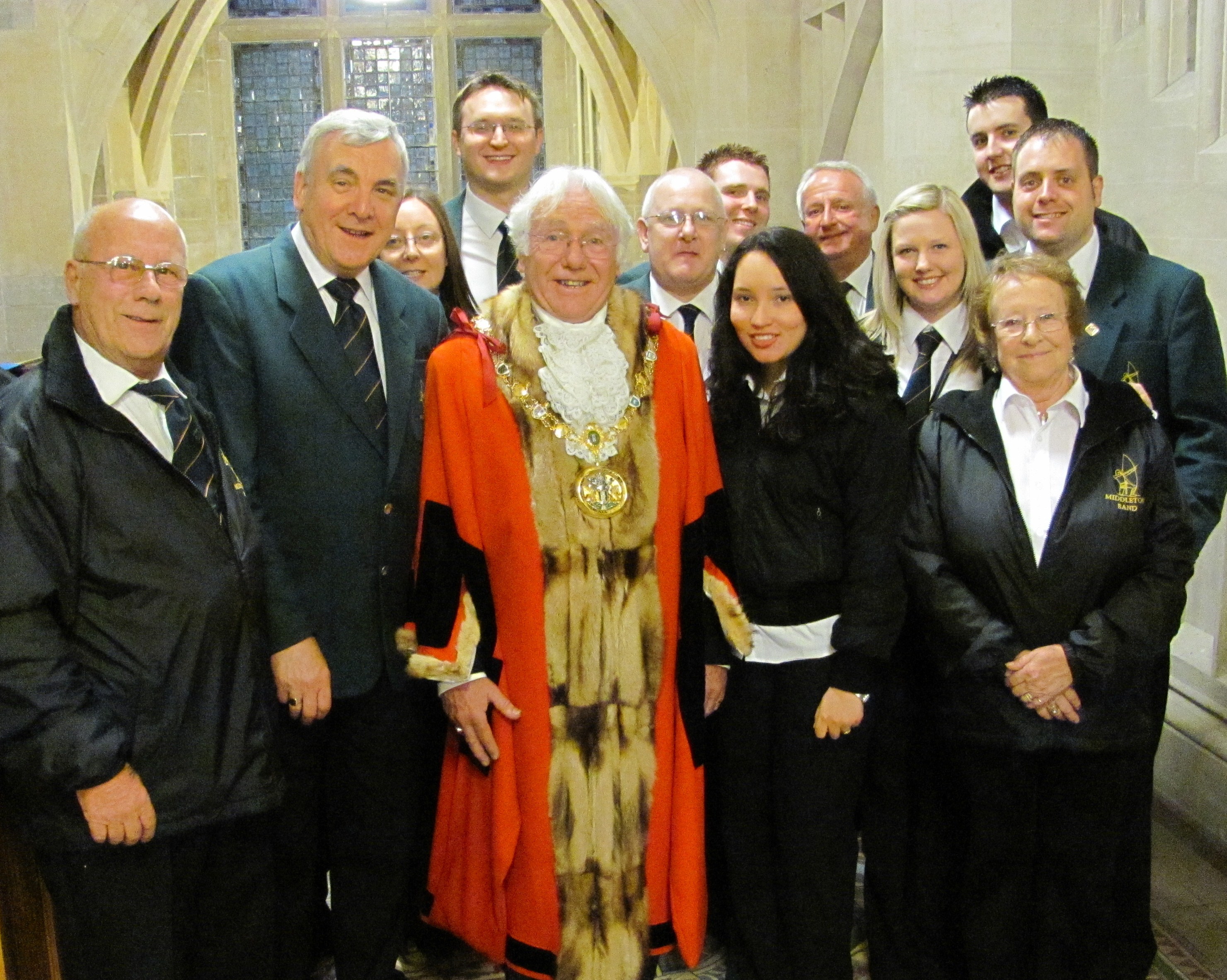 Middleton Band with the Mayor of Rochdale, Alan Godson